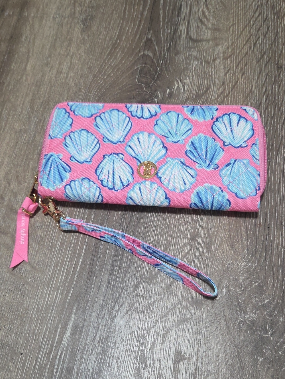 NEW! Simply Southern Pink Shell Print Zip Around Phone Wristlet Wallet